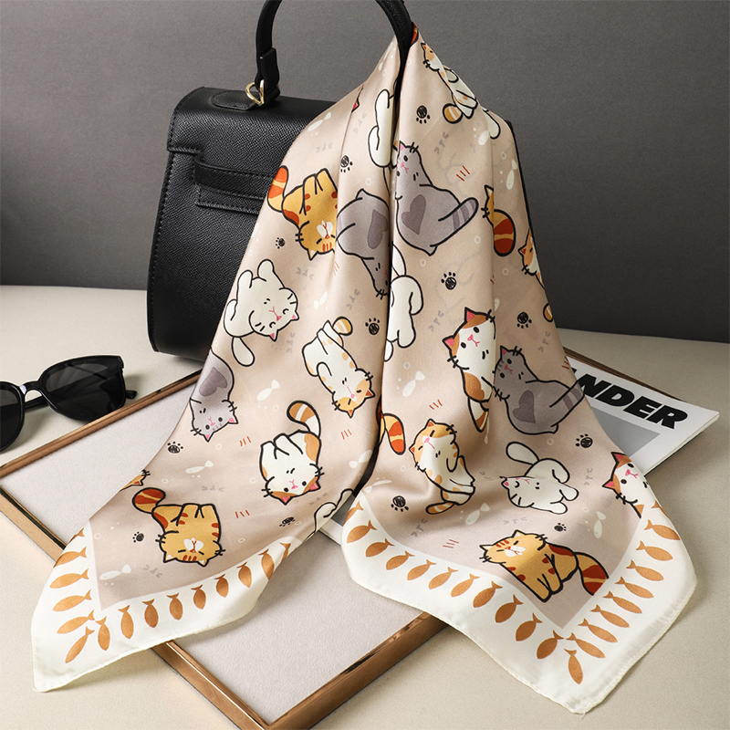 Luxury Silk Shawl Fat Cat Squa - Scarf Silk Square 리뷰 및 가격