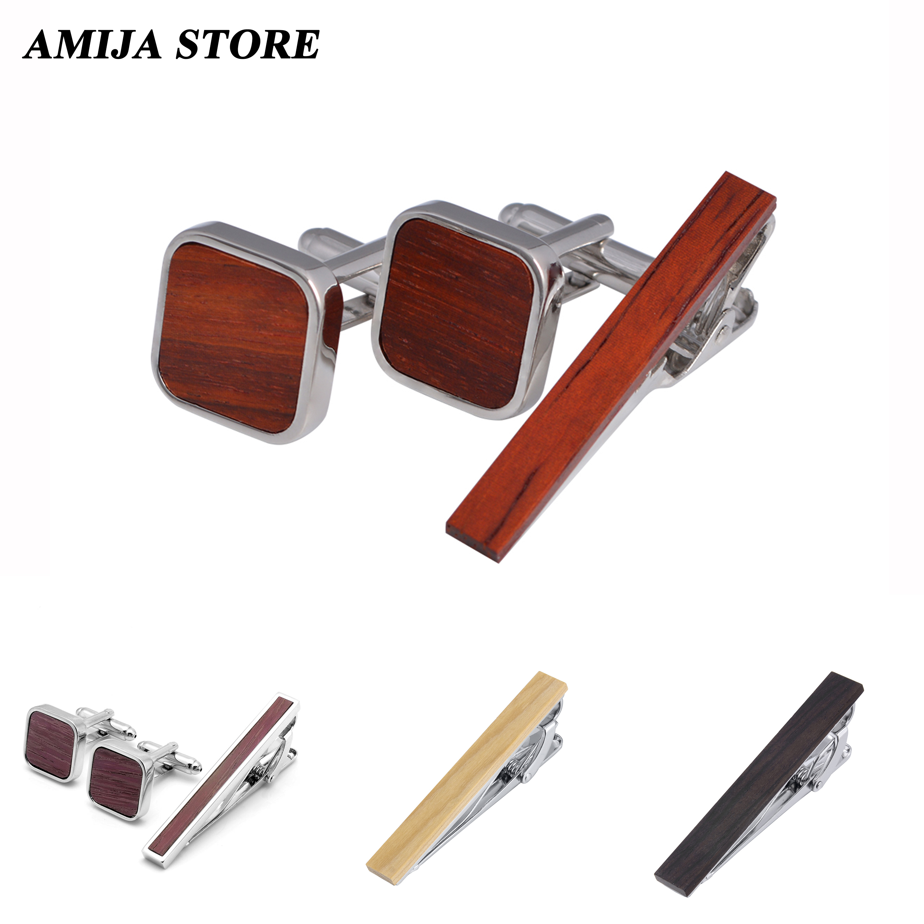 High Quality Wooden Cufflinks  - Tie Bar Set Gift 리뷰 및 가격