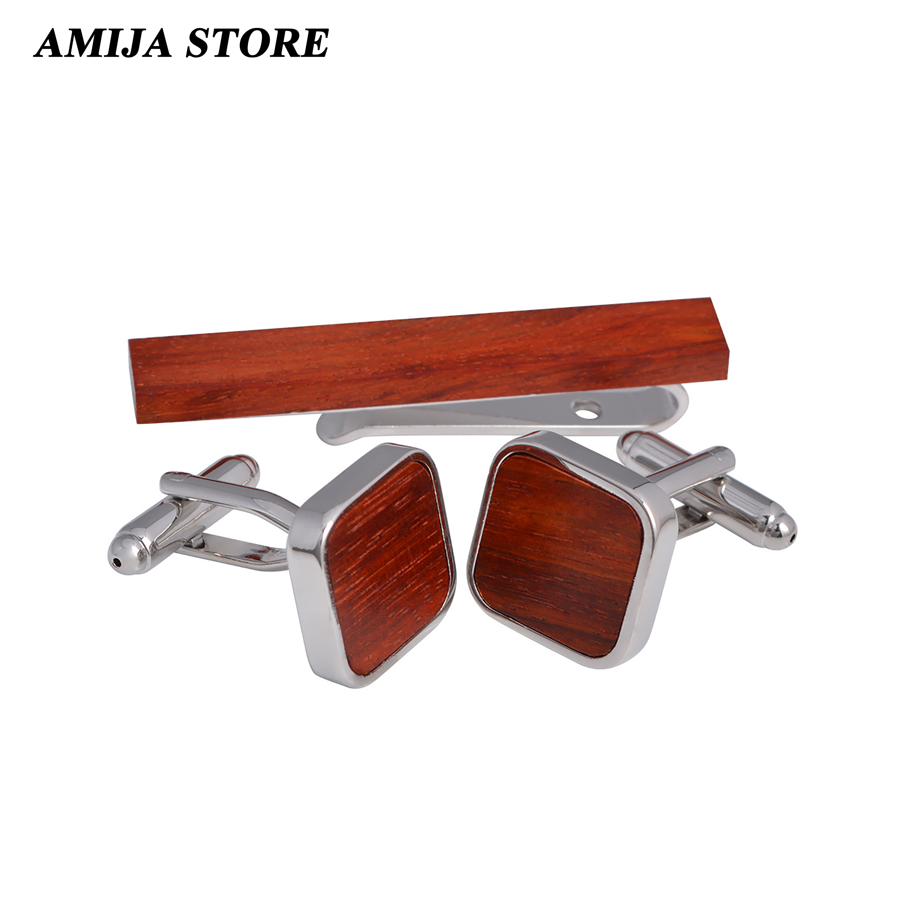 High Quality Wooden Cufflinks  - Tie Bar Set Gift 리뷰 및 가격