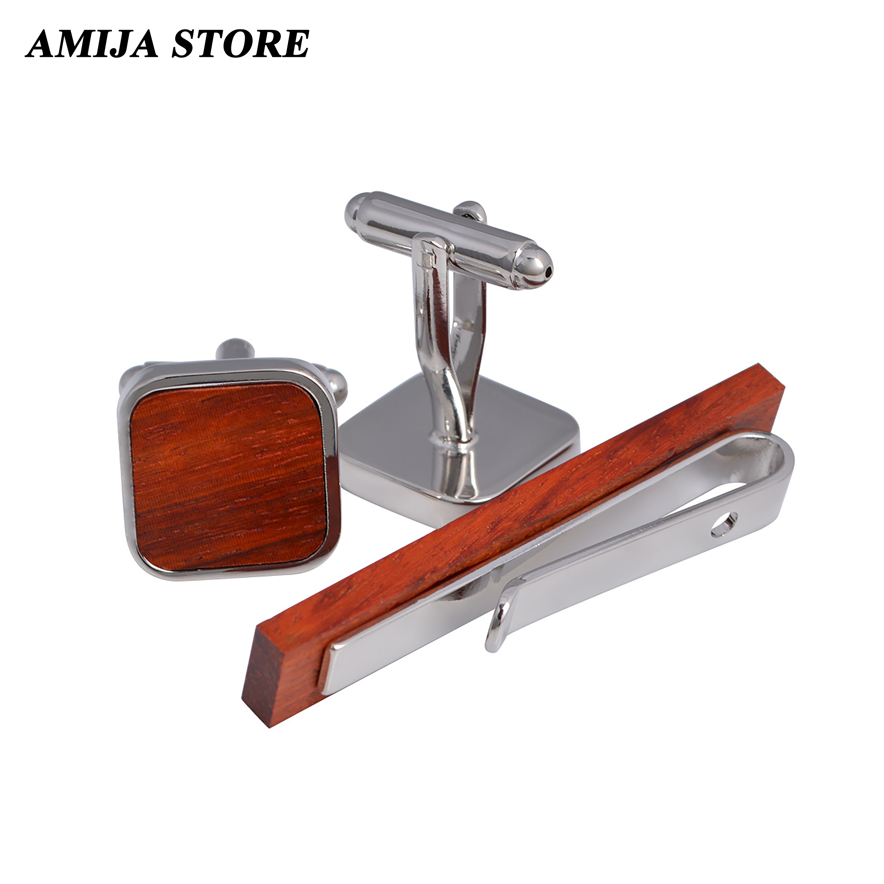 High Quality Wooden Cufflinks  - Tie Bar Set Gift 리뷰 및 가격