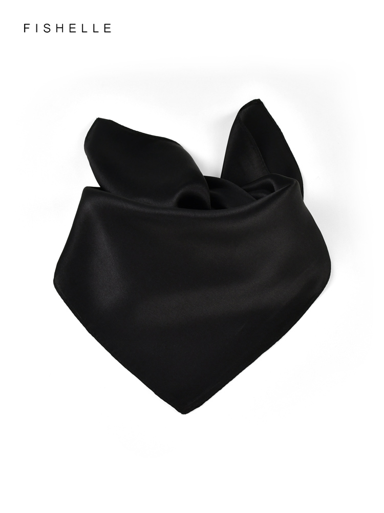 Solid color black pure silk sc - Ascot Neck Scarf 리뷰 및 가격