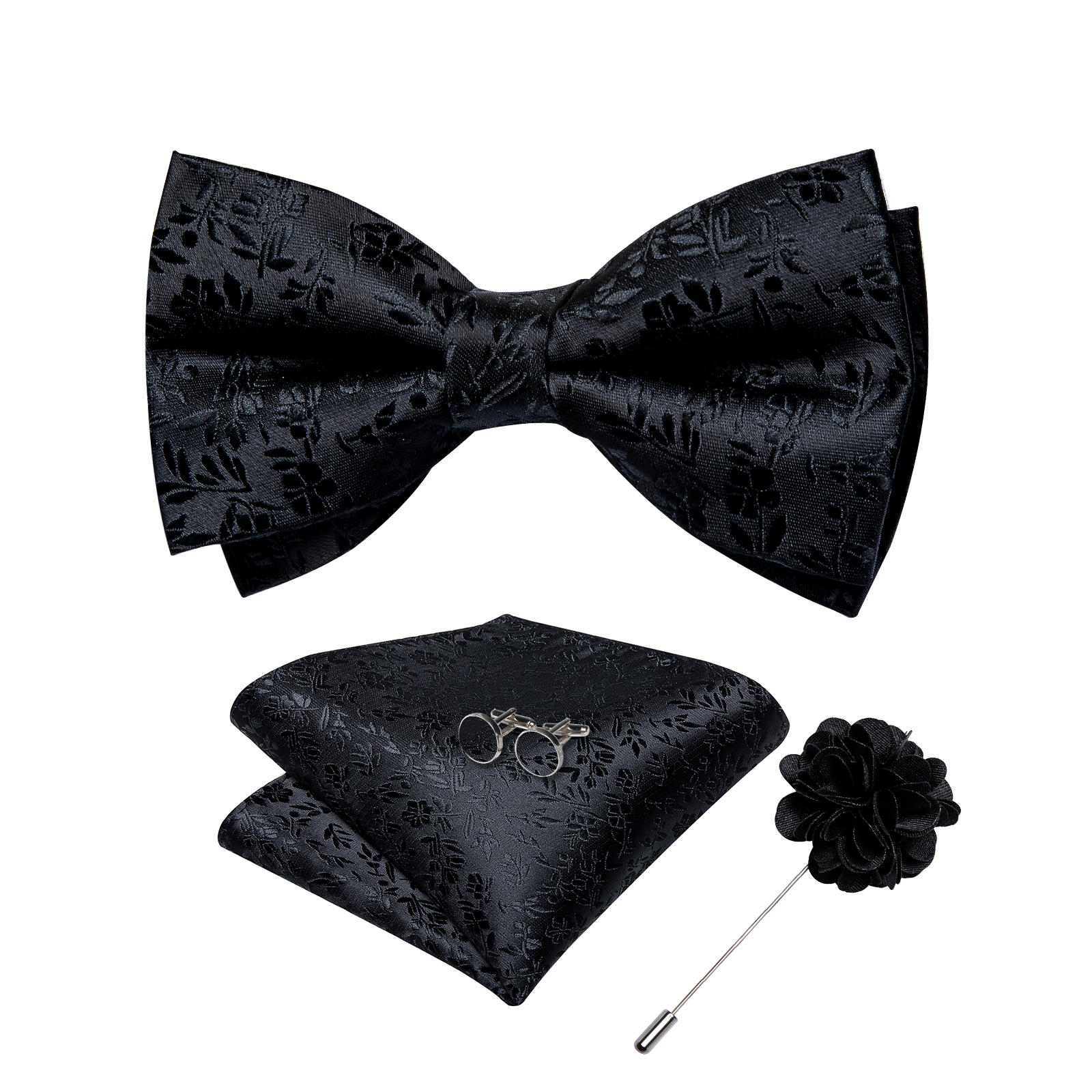 4Pcs Black Solid Floral Men's  - Bow Tie Pre Tied 리뷰 및 가격