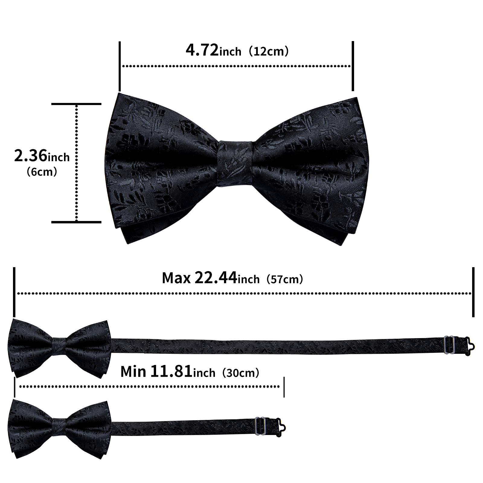 4Pcs Black Solid Floral Men's  - Bow Tie Pre Tied 리뷰 및 가격