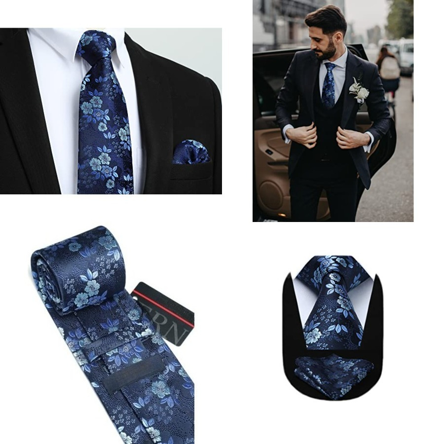 Men Floral Ties Woven Classic  - Pocket Square Set 리뷰 및 가격