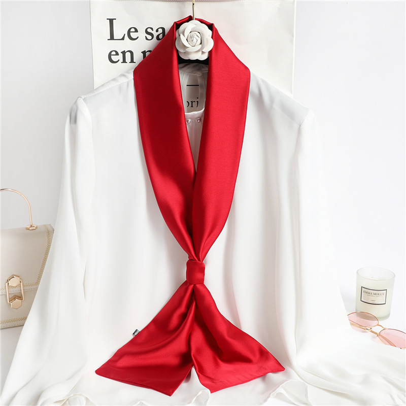 Red Solid Color Long Silk Scar - Ascot Neck Scarf 리뷰 및 가격