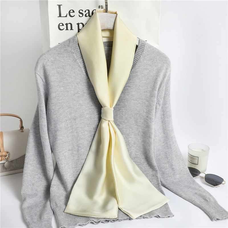 Red Solid Color Long Silk Scar - Ascot Neck Scarf 리뷰 및 가격