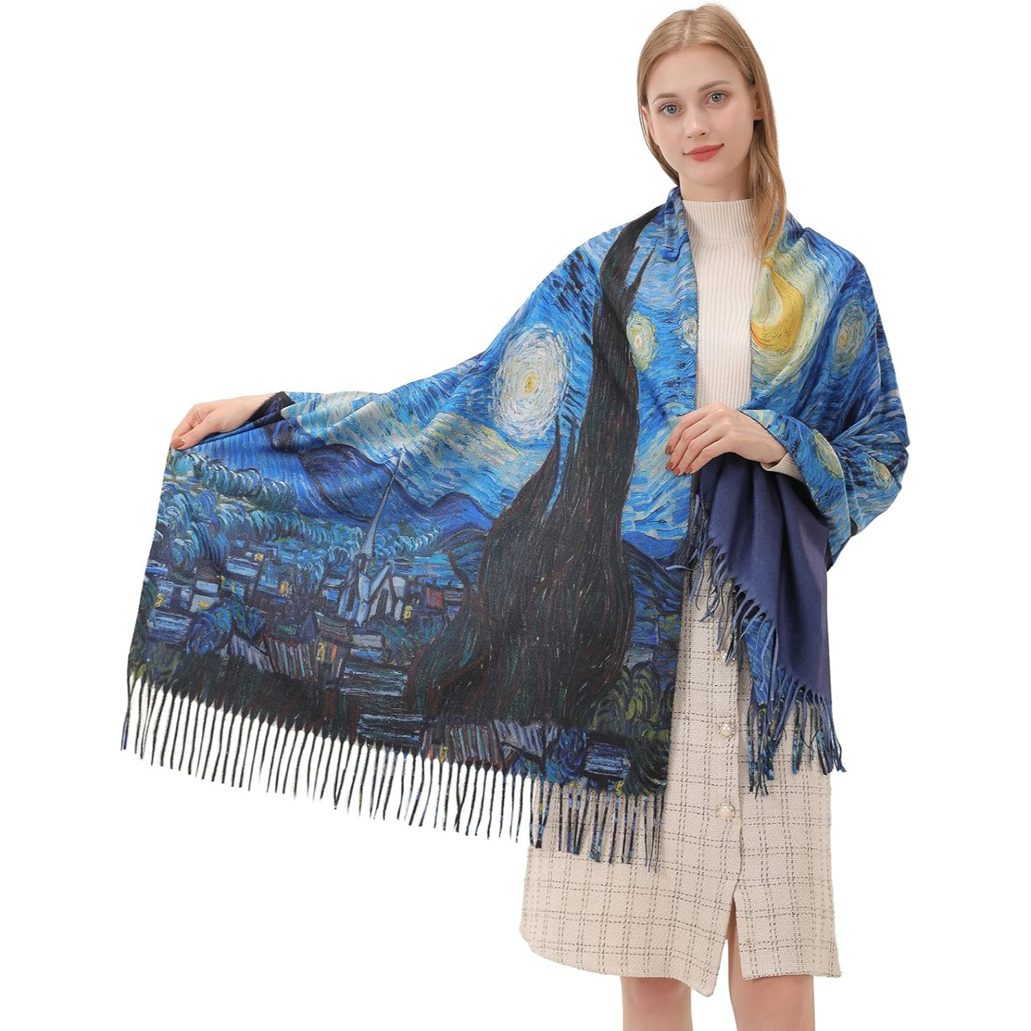 Star Sky Vintage Oil Painting  - Pashmina Wrap Large 리뷰 및 가격