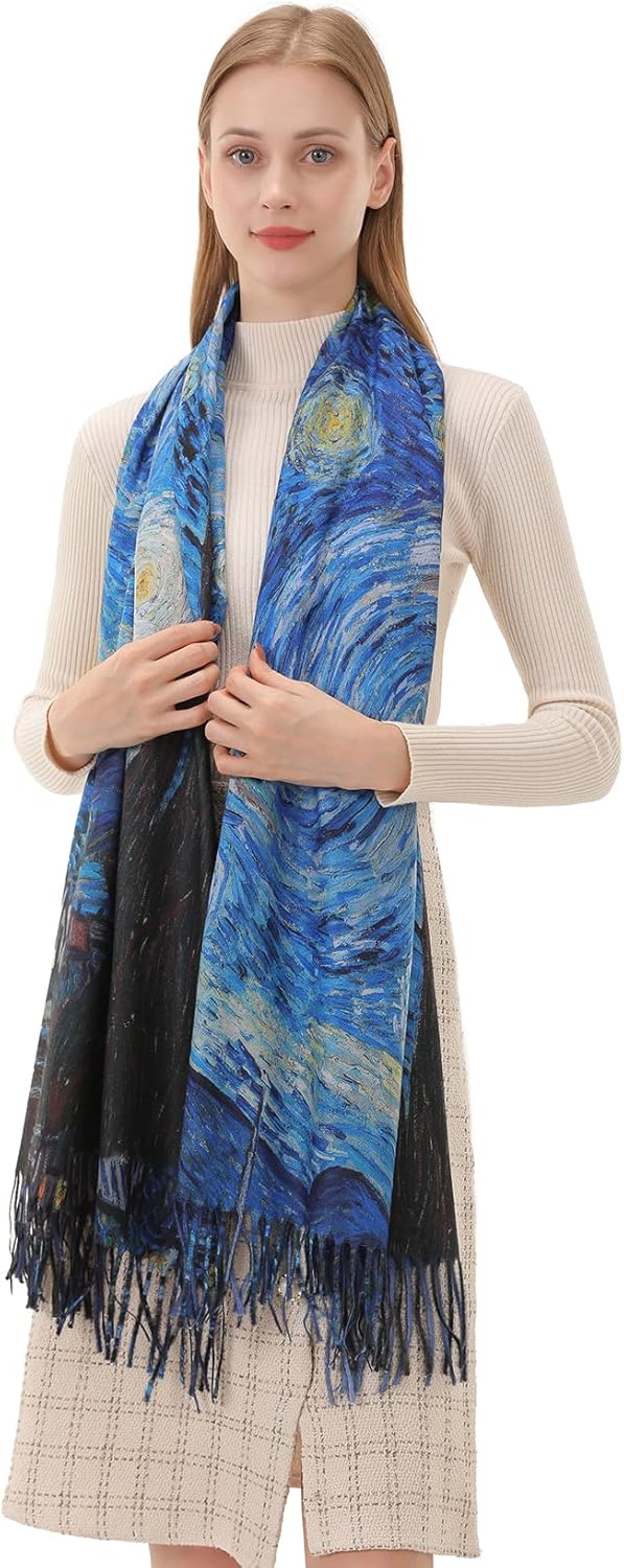 Star Sky Vintage Oil Painting  - Pashmina Wrap Large 리뷰 및 가격