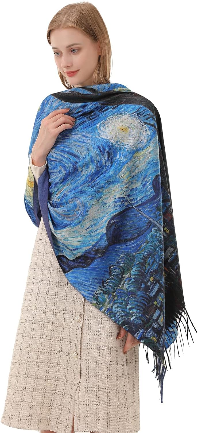 Star Sky Vintage Oil Painting  - Pashmina Wrap Large 리뷰 및 가격