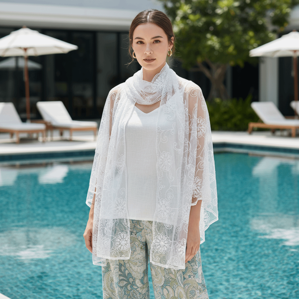 Lace Scarf Embroidered Floral  - Stole Wedding Shawl 리뷰 및 가격
