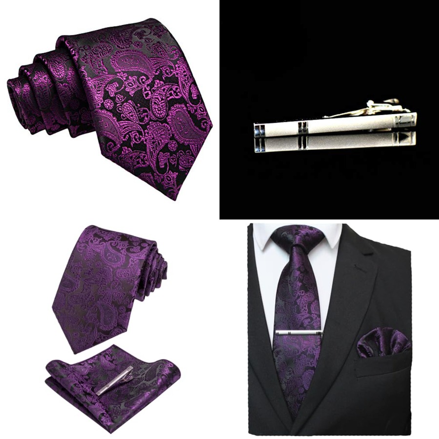 Mens Solid Color Paisley Neckt - Pocket Square Set 리뷰 및 가격